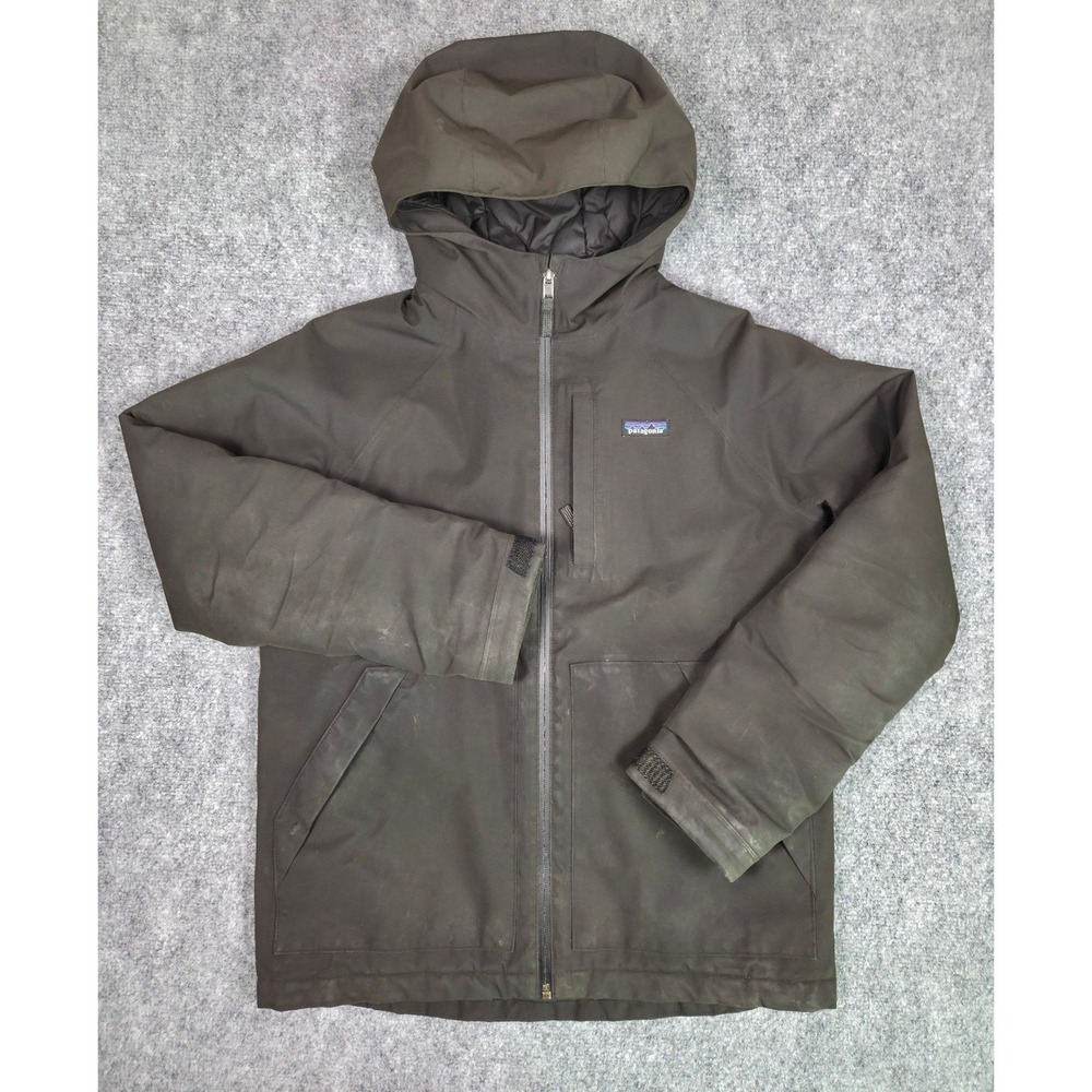 Patagonia Insulated Isthmus Jacket Kids XL 14 Black Full Zip Hooded 68076